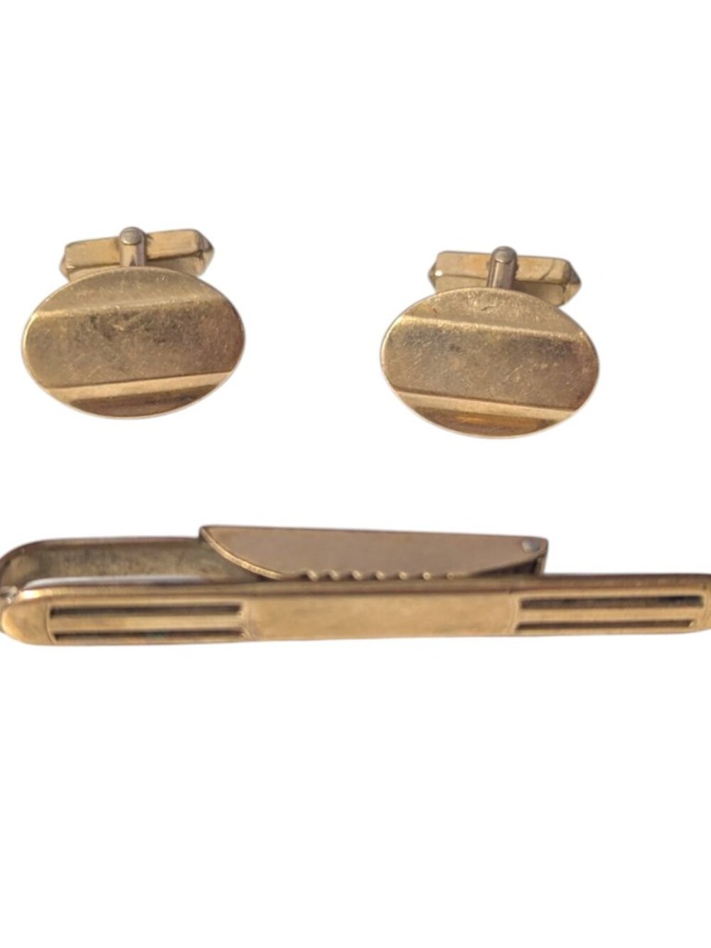 Vintage Swank 1/20 12K GF Gold Filled Cufflinks & Tie Clip Set Mid-Century Men’s